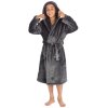 18C1097: Older Kids Plain Charcoal Plush Dressing Gown (9-16 Years)